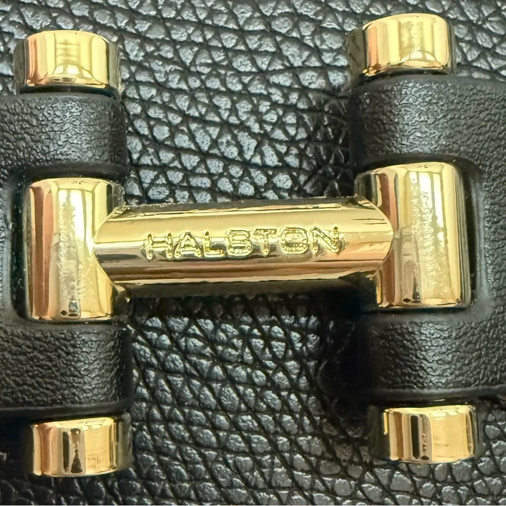 Halston Heritage H Jerry Classic Black Embossed Pebble Crossbody Satchel Bag